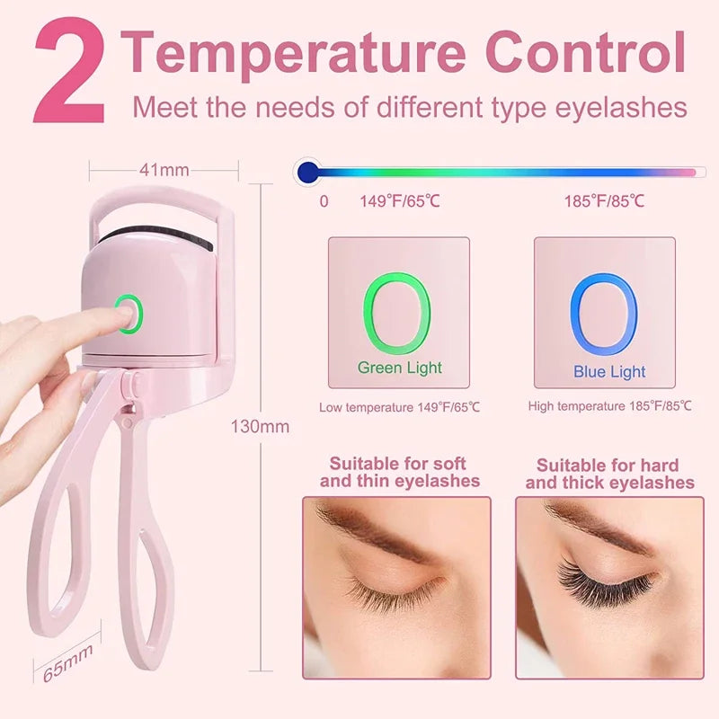 Recourbe-cils chauffant, recourbe-cils électrique rechargeable par USB avec 2 niveaux de température, chauffage rapide et effet de bouclage longue durée