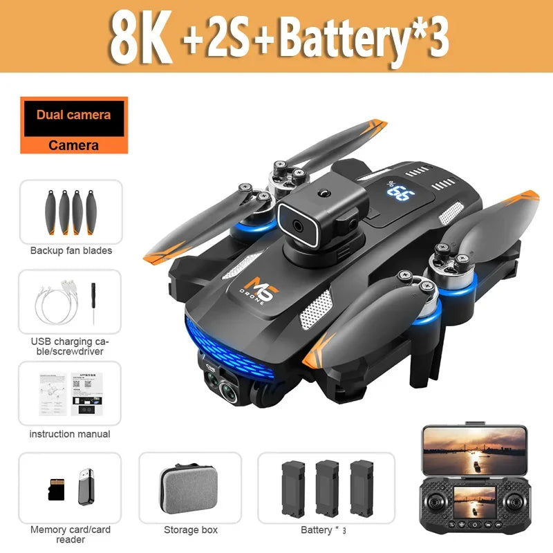 Drone Xiaomi MIJIA M6 Professionnel avec caméra 8K, drone 5G WIFI FPV UAV avec télécommande à écran, drone RC avec évitement d'obstacles, quadcopter aérien
