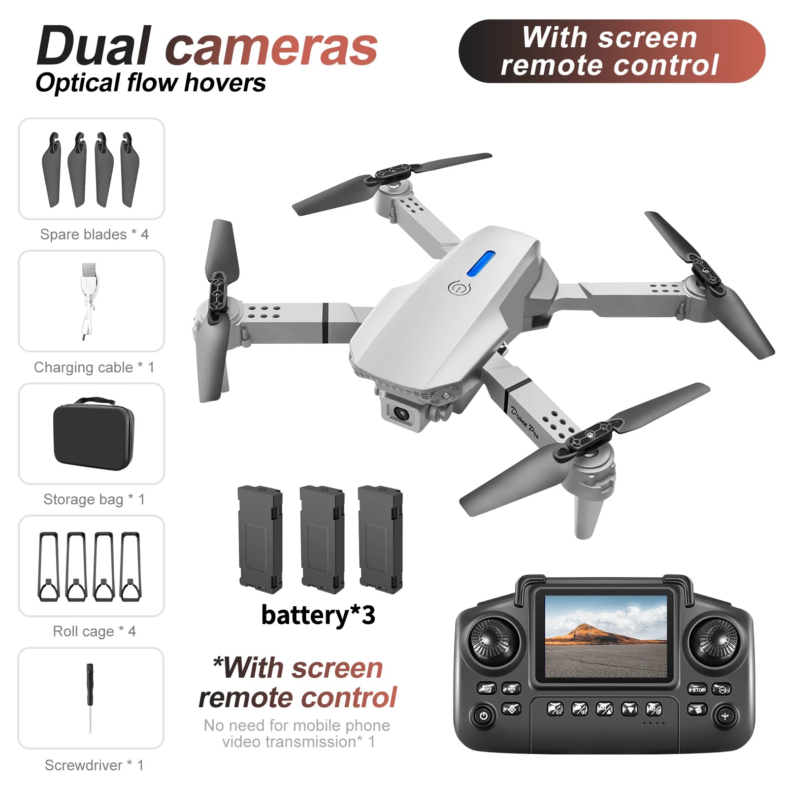 Drohne E88/E99 2025 Verbessert – Dual 4K HD Kamera