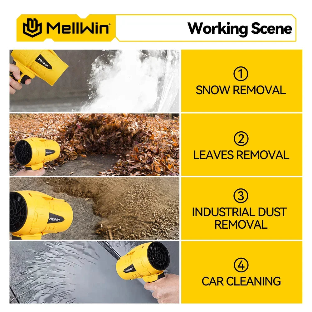 Souffleur électrique sans fil MELLWIN – 350 m/s, moteur sans balais, portable pour voiture et maison, compatible Makita 18 V