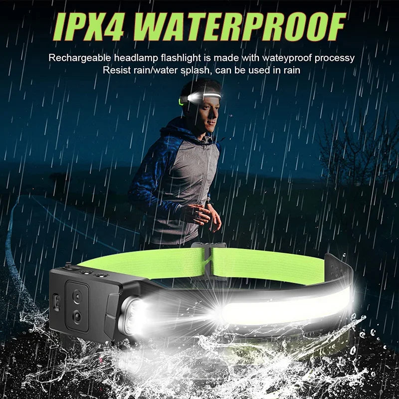 Lampe de poche à induction aste avec détecteur de mouvement, lampe frontale super lumineuse, lampe de poche de camping injuste