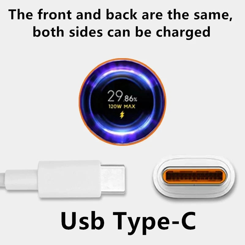 Chargeur USB Super Rapide 120W pour Xiaomi, Adaptateur secteur Mi 12 / 11, Câble Type-C 6A, POCO X5 / X4 Pro / Note 9 / 10 / 11