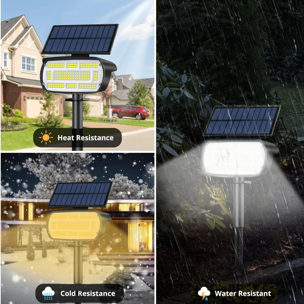 Spot Solaire Paysage 136 LED – Éclairage Extérieur Étanche pour Jardin, Allée et Voie