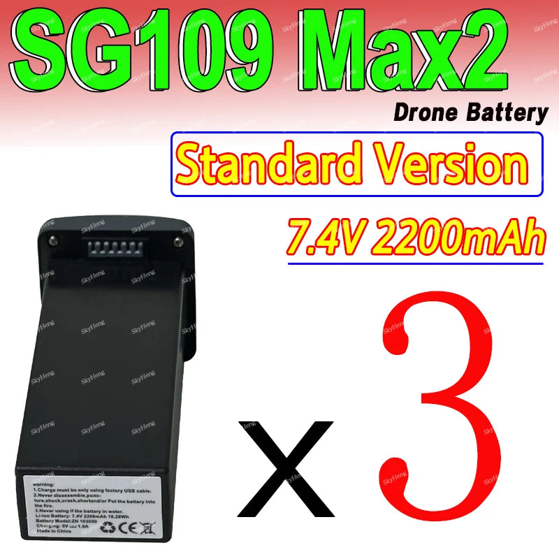 Batterie d'origine pour SG109Max2 GPS Dron 7.4V 3800MAh batterie pour ZLL SG109 Max2 7.4V 2200mAh batterie de remplacement pièces d'accessoires