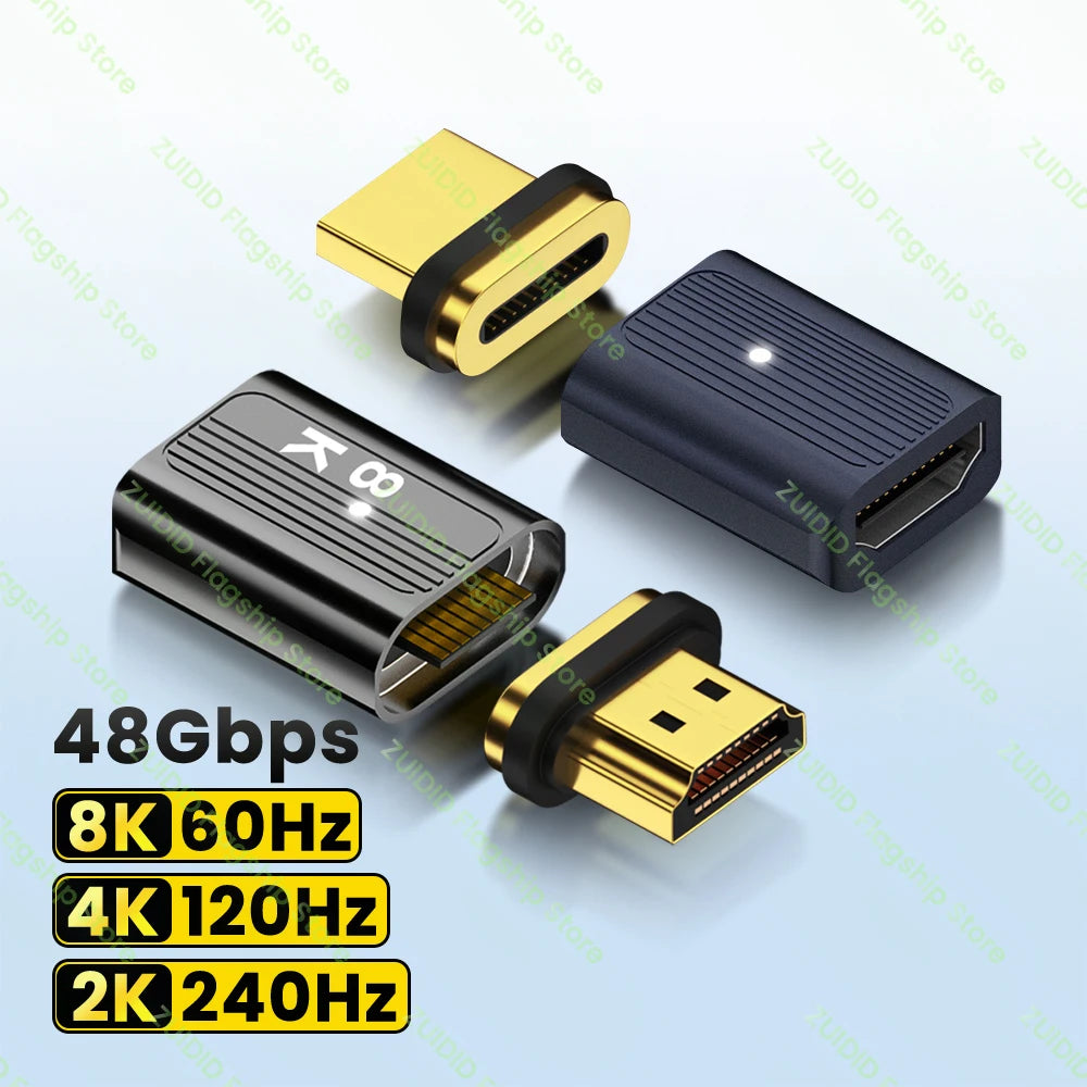Adaptateur magnéatique 2.1 Compatible HDMI mâle à femelle pour Xiaomi TV Box PS5 USB HUB haute vitesse 8K/60Hz 4K/120Hz 48Gbps câble eARC
