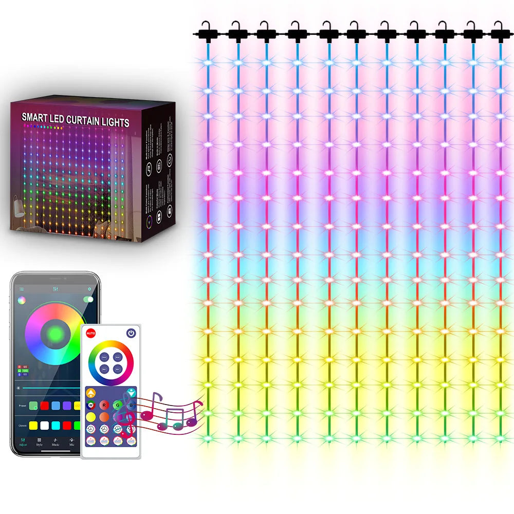 LED Lichtervorhang, Bluetooth- und WLAN-fähig (Tuya)