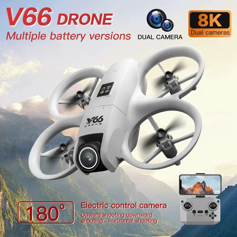 Drone FPV Xiaomi V66 8K professionnel avec double caméra, WiFi FPV, RC, évitement d'obstacles intelligent, quadcopter pliable