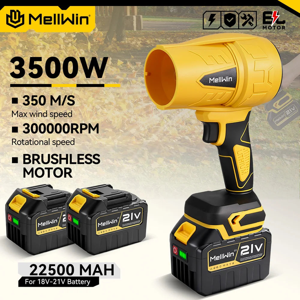 Souffleur électrique sans fil MELLWIN – 350 m/s, moteur sans balais, portable pour voiture et maison, compatible Makita 18 V