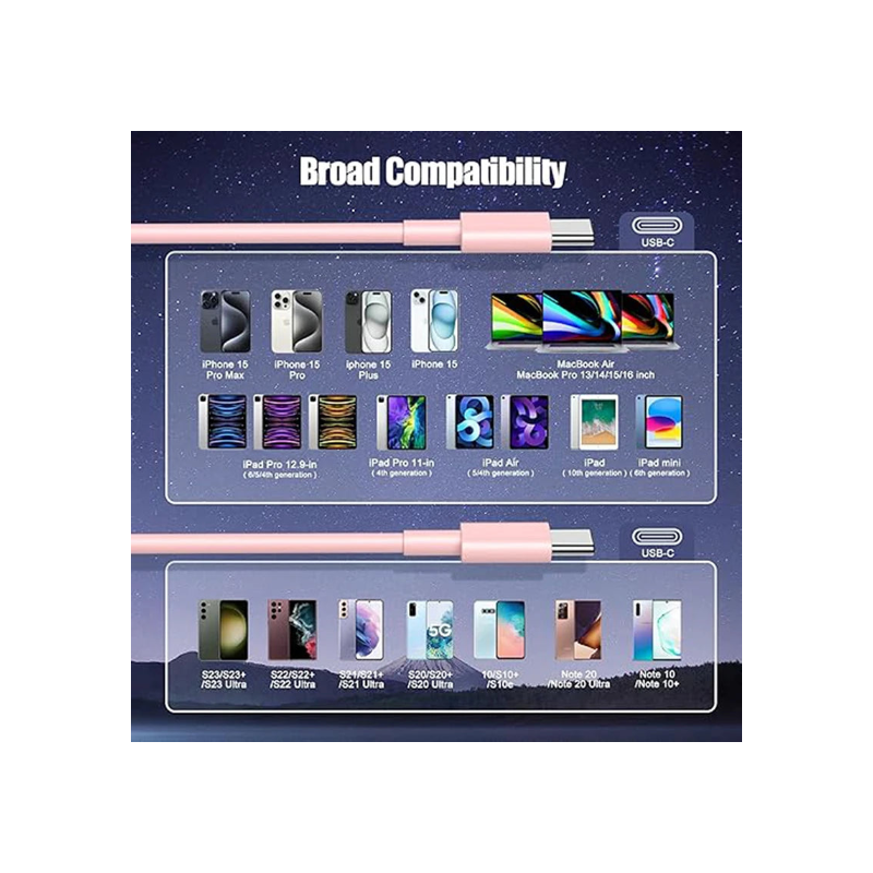 Câble PD 60W Type-C vers Type-C pour iPhone 15 / 16, charge rapide pour Samsung, Xiaomi, Huawei, accessoires de téléphone 1 m / 2 m