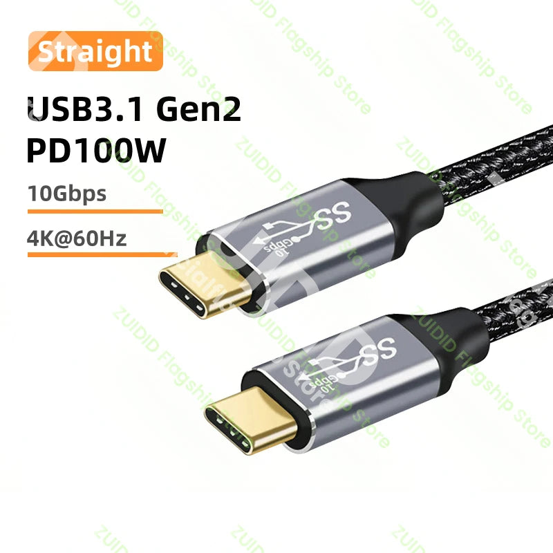Câble d'extension USB C 3.1 Gen2 10Gbps, Type C à C PD 100W QC4.0 3.0 5A, câble de charge rapide pour MacBook Pro 4k 60Hz, câble vidéo