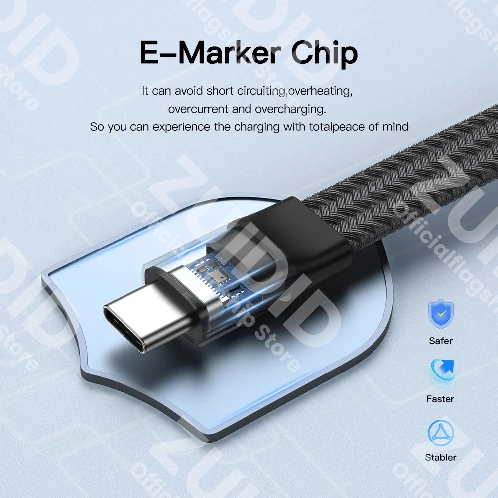 Câble de données plat USB4 40Gbps Type C à Type C ThunderBolt 3 PD 240W 5A USB-C pour iPhone 15 16 Pro MacBook Pro Samsung Xiaomi