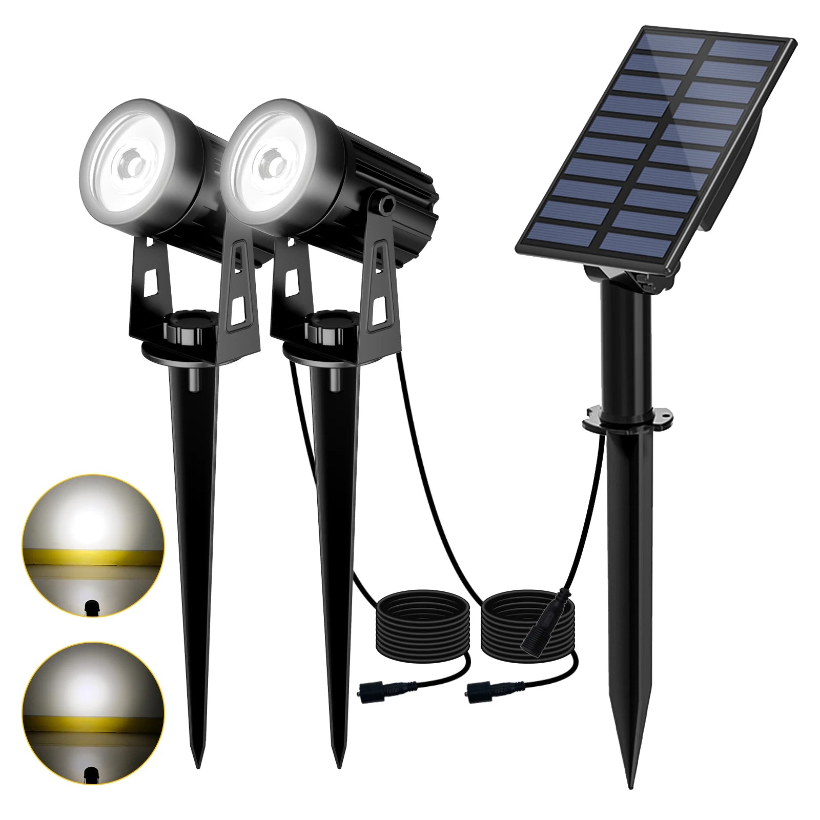T-SUNRISE Solar-LED-Strahler – IP65, RGB und warm-/kaltweiß, 1/2/4 Leuchten, Außenbeleuchtung für Garten und Dekoration