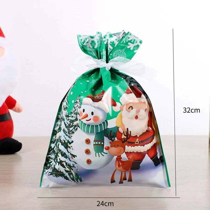 5/10 pièces emballage cadeau de noël sac à cordon joyeux noël père noël cadeaux sac Extra grande taille biscuits bonbons sacs Navidad