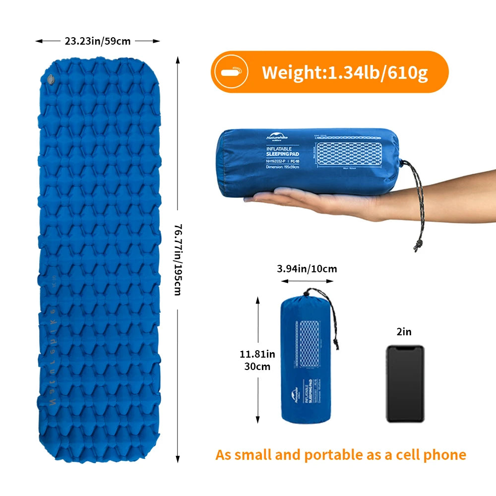 Matelas gonflable ultraléger pour le camping, matelas à air, coussin de couchage extérieur, lit pliant, polymères de couchage pour la randonnée