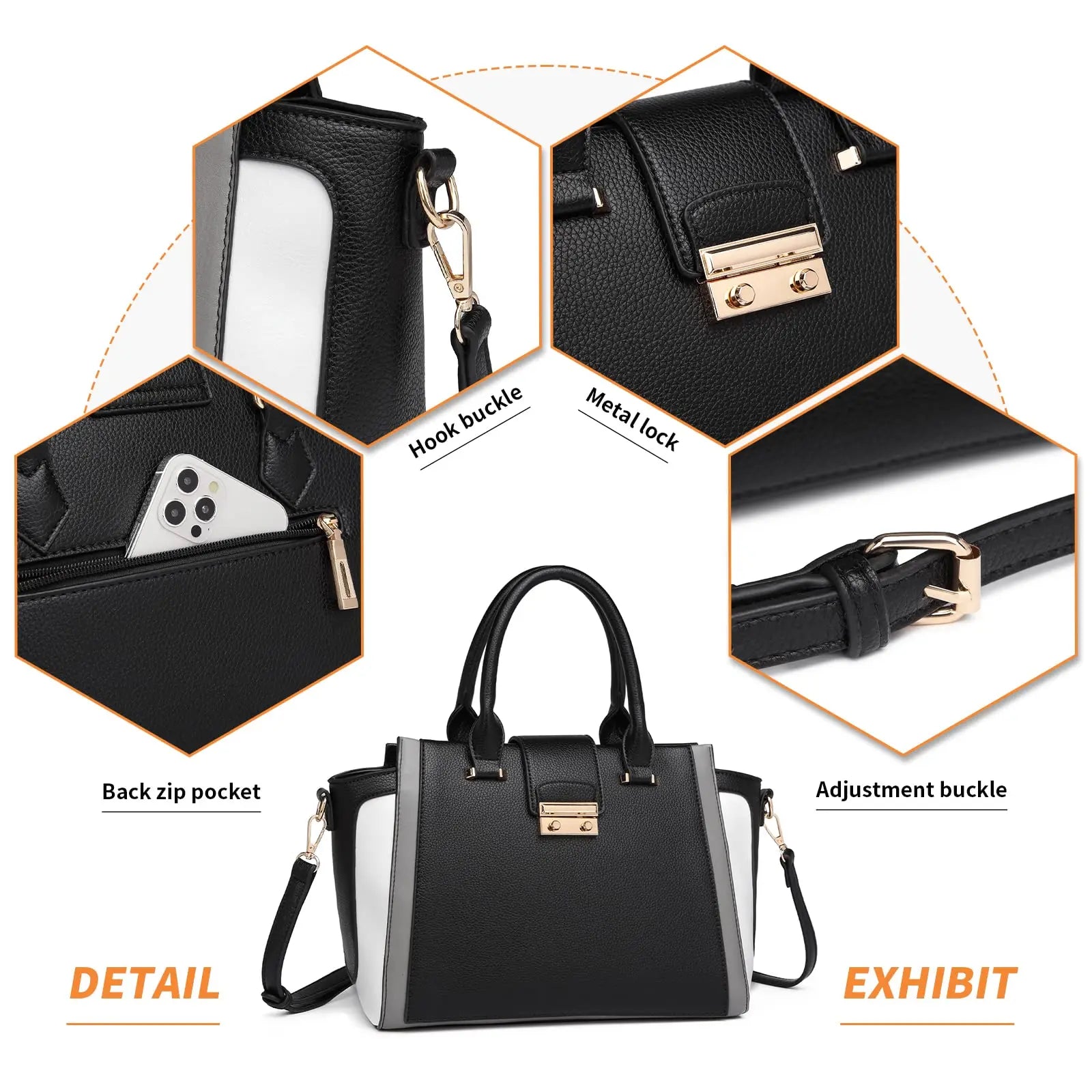 Sac à main femme rétro chic Miss Lulu, poignée et bandoulière