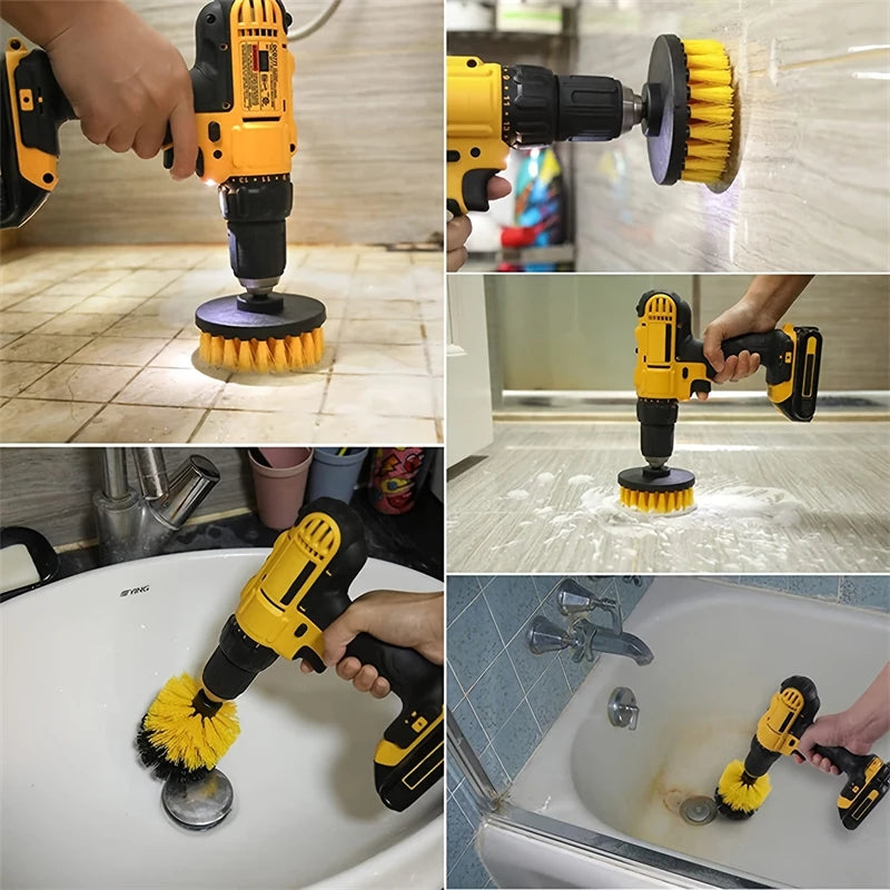 Brosse électrique avec perceuse, brosse à récurer pour voitures, douches, baignoires