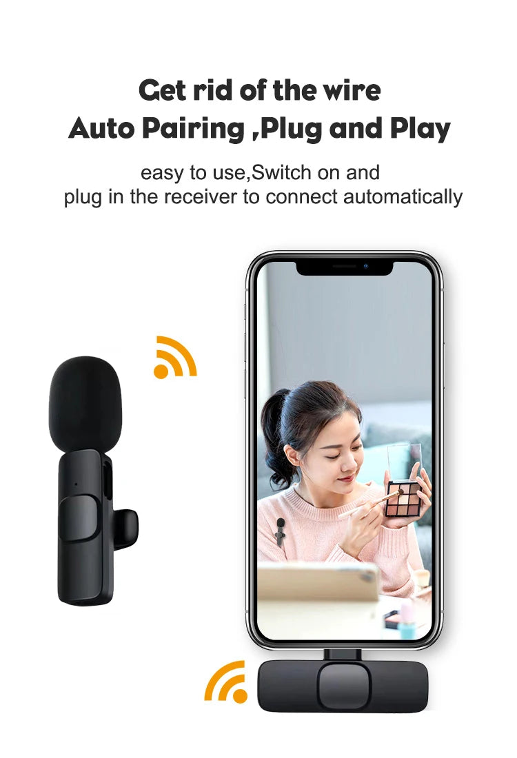 Microphone Lavalier sans fil, Mini Microphone d'enregistrement Audio et vidéo pour iPhone, téléphone Android, diffusion en direct, micro de jeu Portable