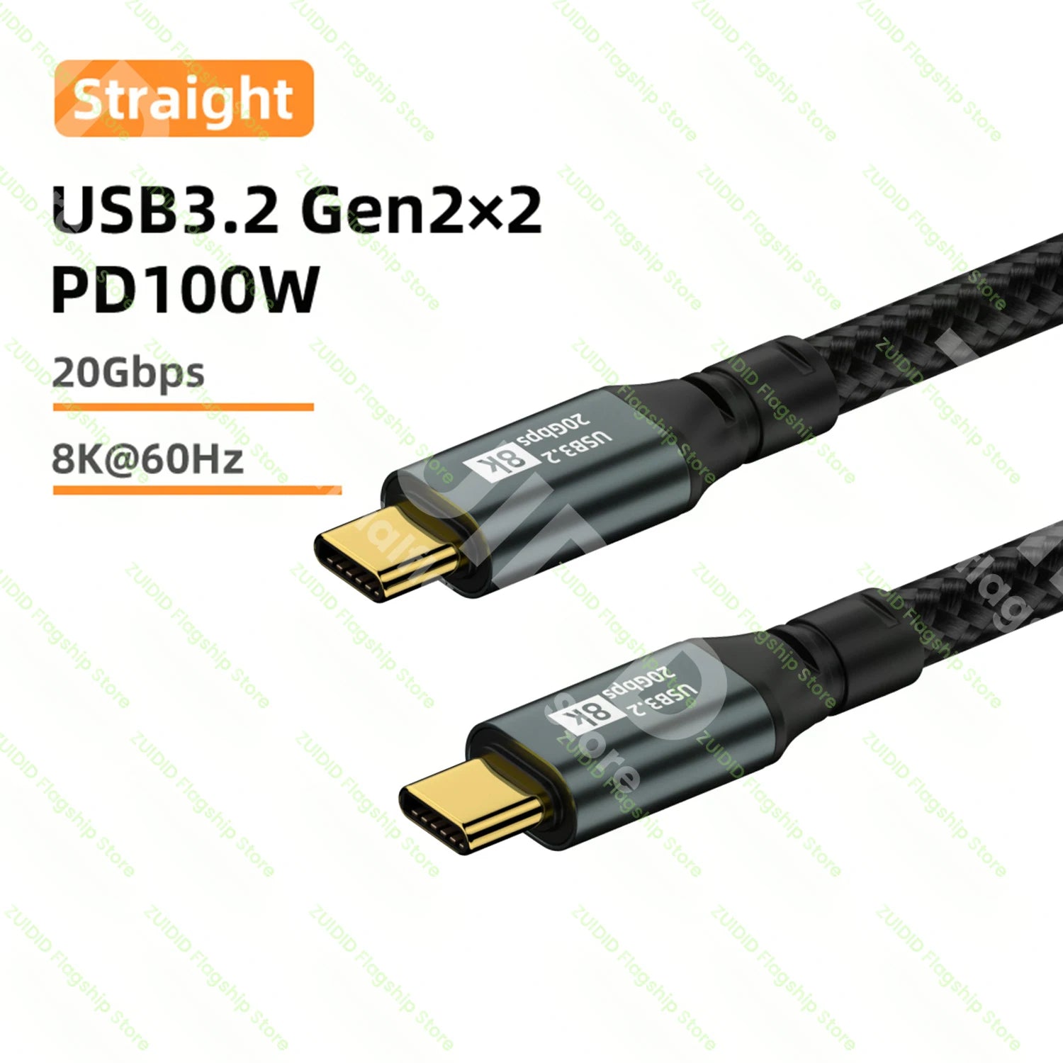 Cable de charge PD100W USB 3.2 20Gbps ThunderBolt 3 câble de Type C à Type C 8K @ 60Hz câble USB-C pour iPhone 15 Pro Max MacBook Samsung 2/3m