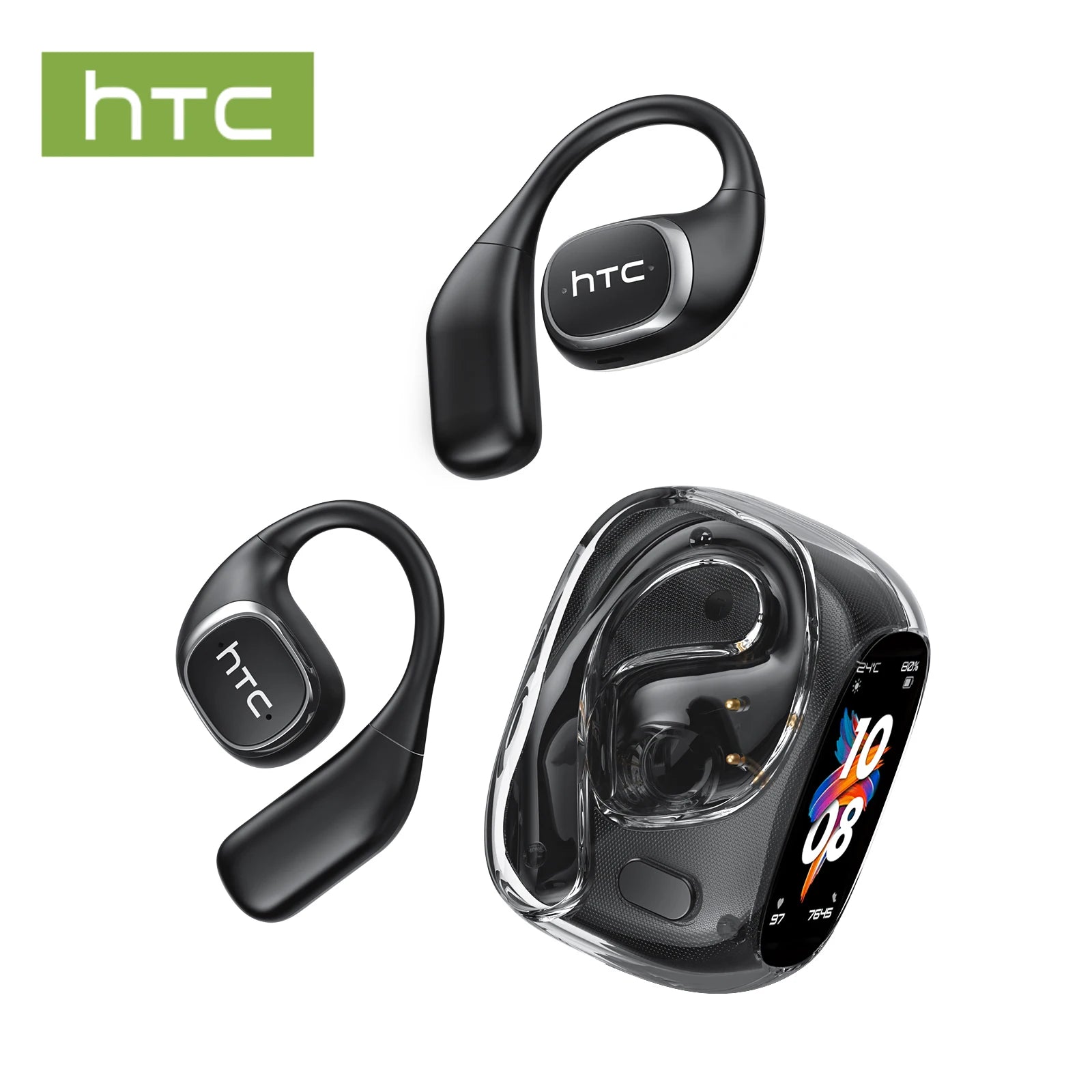 Écouteurs de traduction, Casque audio sans fil Bluetooth 6.0 OWS HTC NE11, Écran tactile couleur, Batterie ultra longue durée