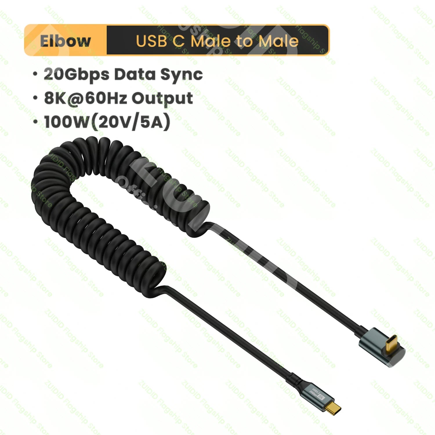 Federbelastetes PD100W USB 3.2 20Gbps Thunderbolt 3 Typ-C auf Typ-C Kabel für iPhone, 8K @ 60Hz und kompatibel mit iPhone 15 Pro Max, MacBook und Samsung.