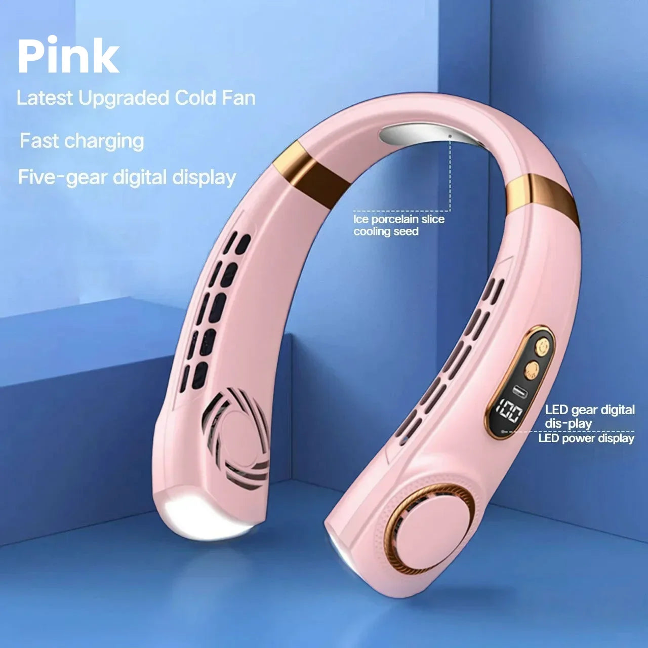 Ventilateur de cou portable Xiaomi, sans pales, affichage numérique, silencieux, rechargeable par USB