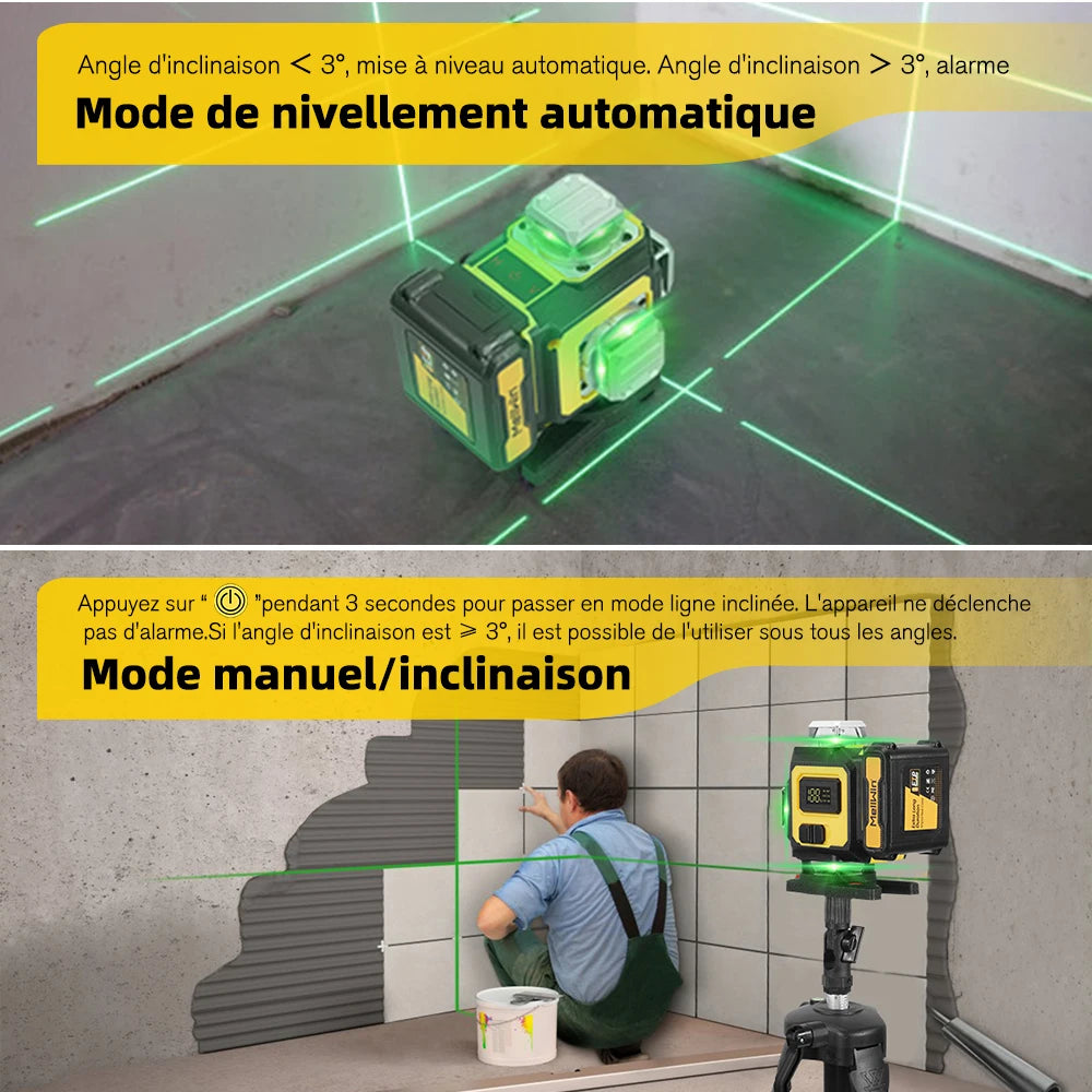 MELLWIN professionnel 16 lignes 4D niveau Laser avec télécommande APP autonivelant 360 niveau Laser puissant horizontal et vertical