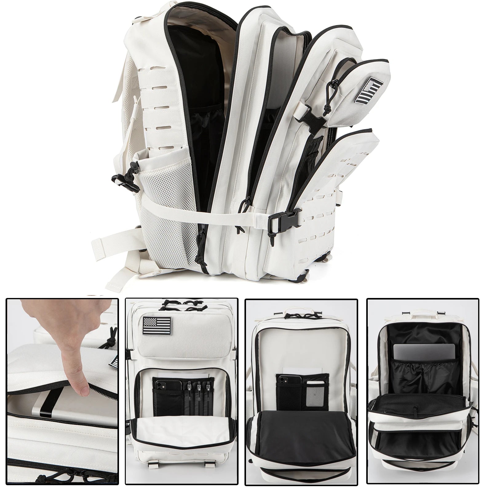 Sac à dos tactique d'extérieur 25L/45L pour hommes et femmes, sac robuste, petit sac à dos d'école, sac à dos de randonnée avec porte-bouteille