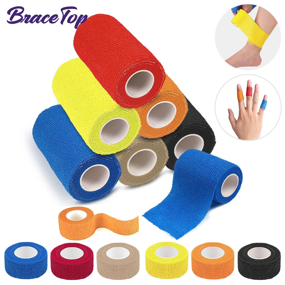 Bandage élastique auto-adhésif coloré pour le sport pansement auto-adhésif 4.5M coloré élastique pansement Fitness de soutien doigt cheville enveloppement bandes de kinésiologie