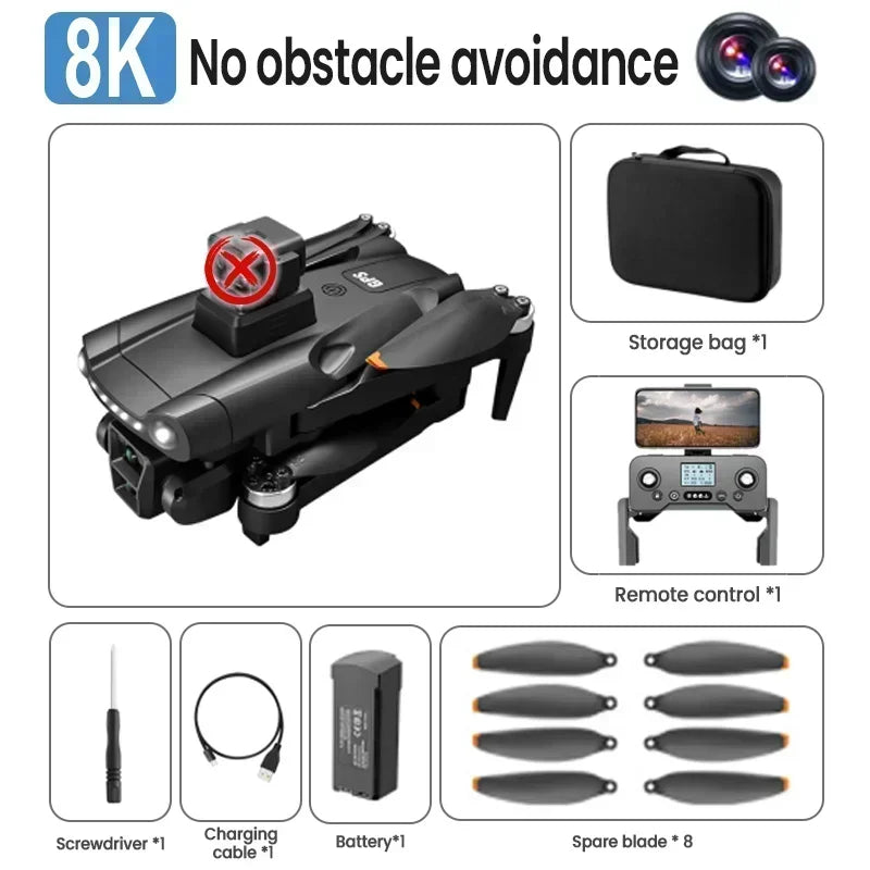 Drone Xiaomi V198 GPS MAX avec caméra professionnelle 8K, WiFi 5G, évitement d'obstacles au laser, moteurs sans balais, Drone pliable