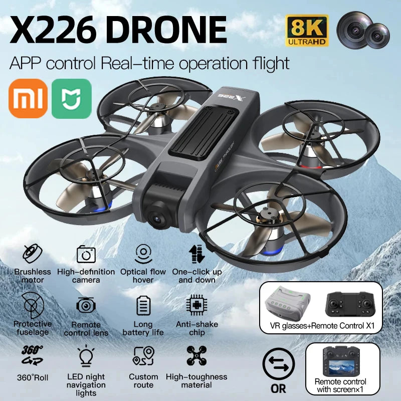 Xiaomi Mijia X226 Drone with Remote Control, 5G WiFi RC, HD Quadcopter with Dual FPV Cameras, Mini Toy Drone