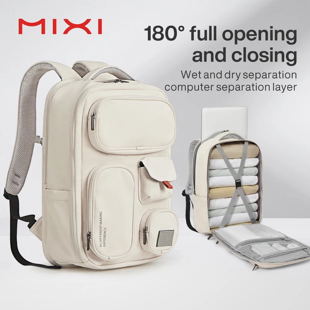 Sac à dos Mixi M5015 – Voyage et ordinateur portable, 18 pouces, étanche, unisexe