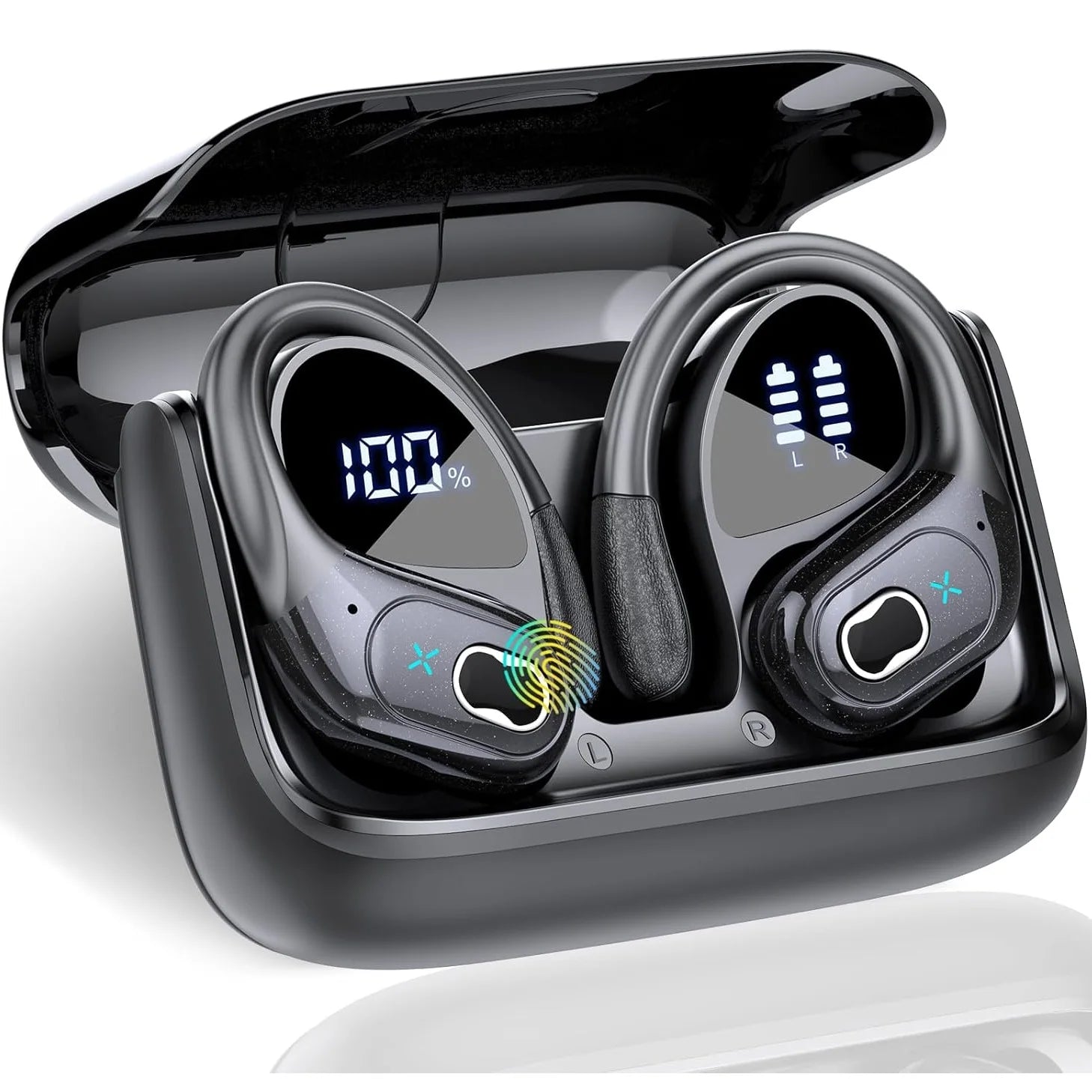 Bluetooth 5.4 IPX7 TWS Sports Earphones, HiFi Bass Wireless Headphones, LED Touch Handsfree Earphone, Noise Cancelling, Waterproof Headset