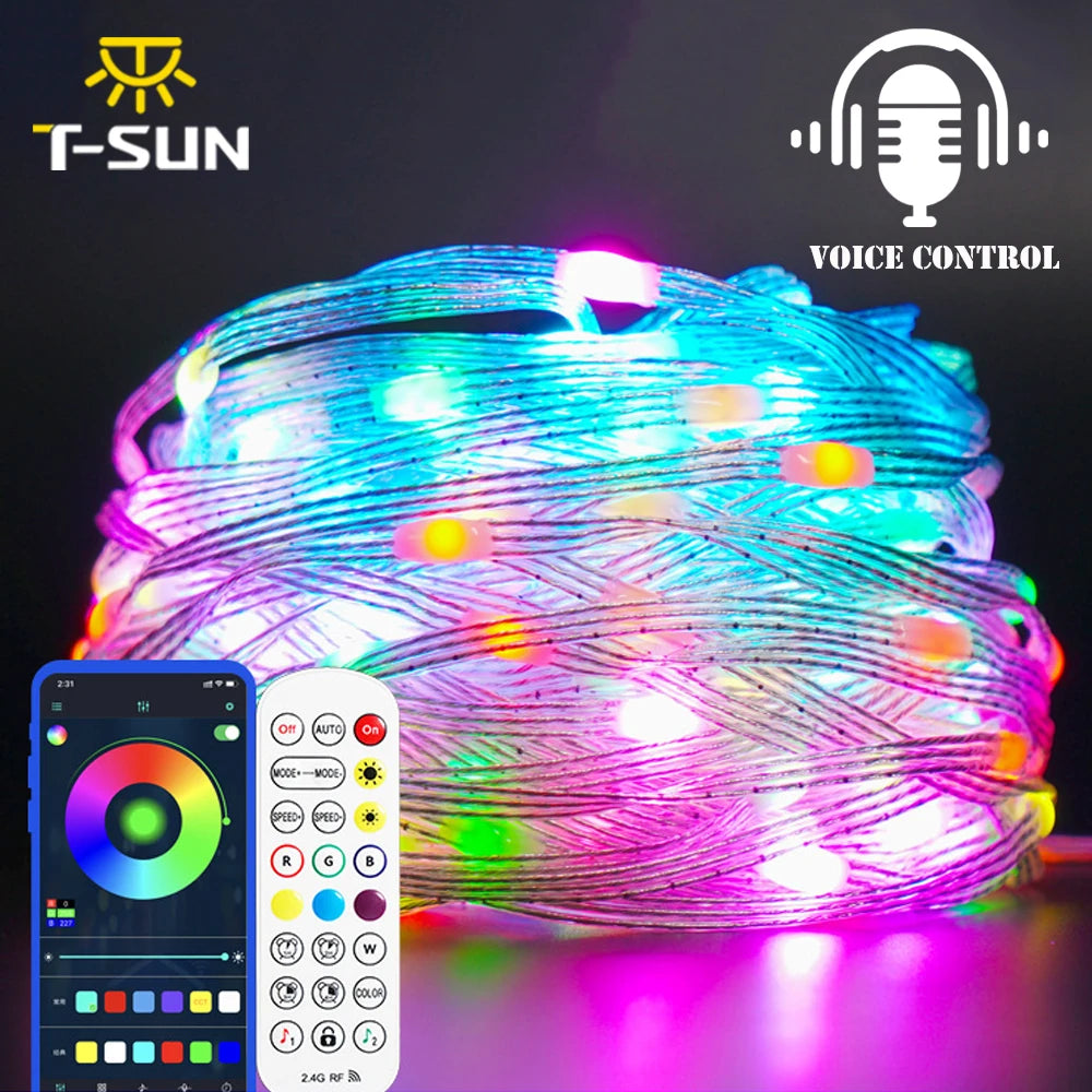 Smarte LED-Lichterkette 5M bis 40M – App-Steuerung + Fernbedienung, RGB mehrfarbig, IP65, ideal für Außenbereich & Partys