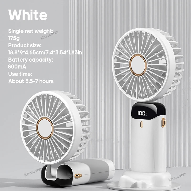 Ventilateur portable pliable Kinscoter USB 800 mAh avec affichage LED – Mini ventilateur rechargeable pour la maison et l’extérieur