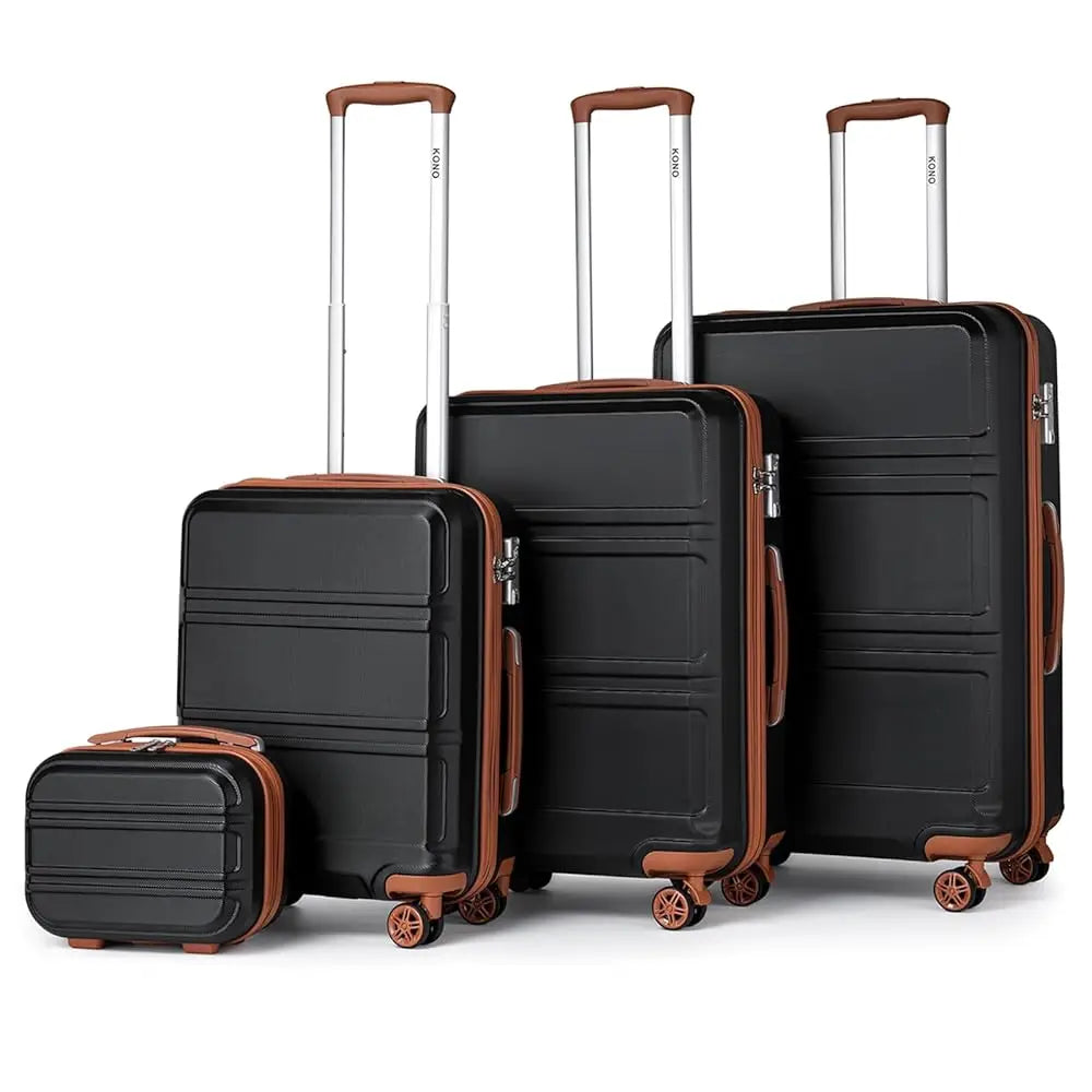 Ensemble de bagages rigides ABS KONO 4 pièces – léger, 8 roues doubles, serrure TSA, valises S-M-L-XL