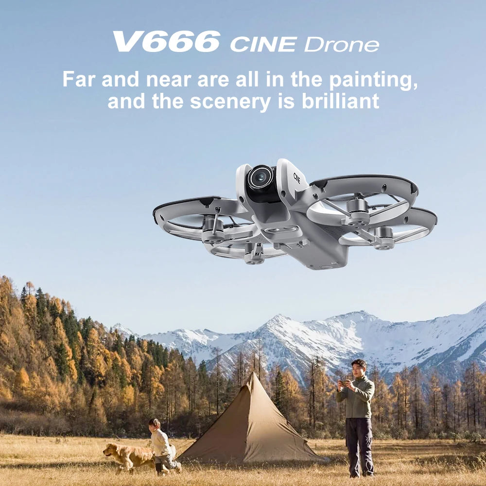 Drones MIJIA V666 HD 180° Drone quadrirotor pour éviter les obstacles, moteur sans balais, flux optique