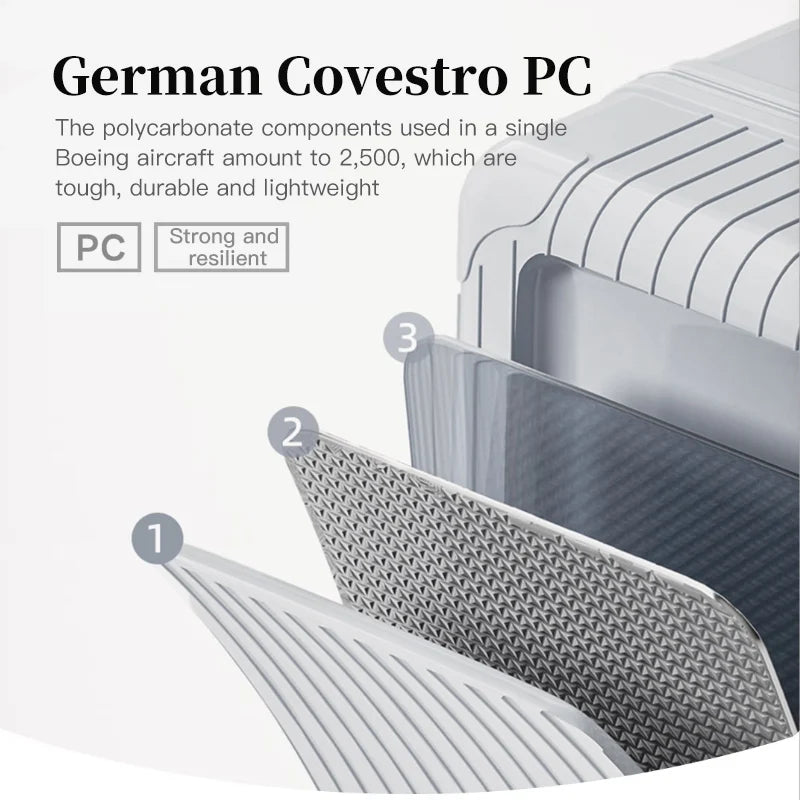 Bagage étudiant en PC + ABS avec cadre en aluminium – valise à roulettes, 20, 24 et 26 pouces