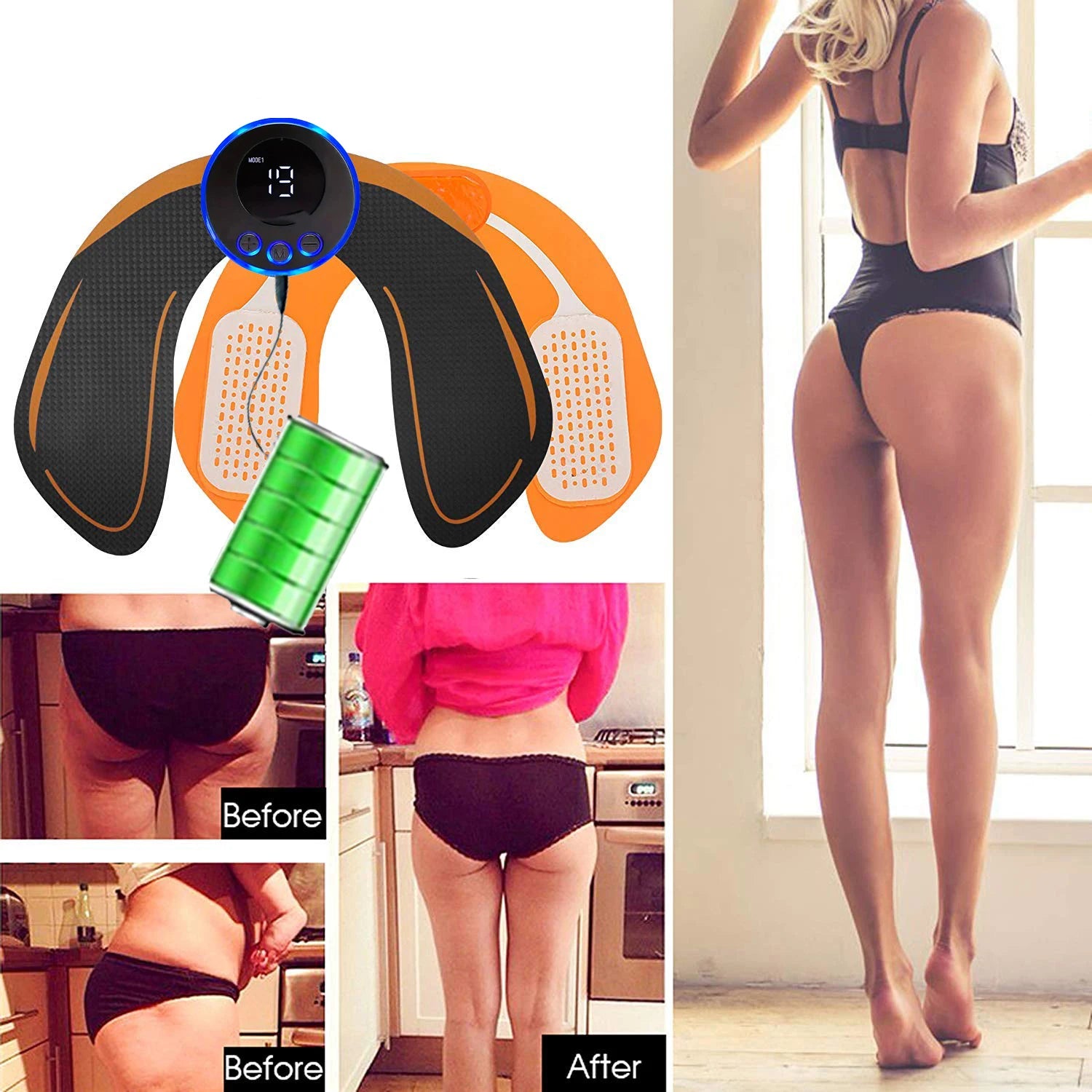 Électro-stimulateur abdominal, Appareil de Fitness Électrique Intelligent sans Fil pour Homme et Femme, stimulateur de Muscles Abdominaux, Fitness des Hanches et des Bras, Patch de Chargement USB