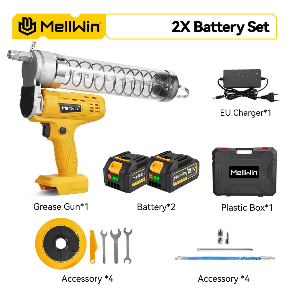 Pistolet à graisse MELLWIN électrique haute pression 12000PSI / 82MPa sans fil pour Makita 18V