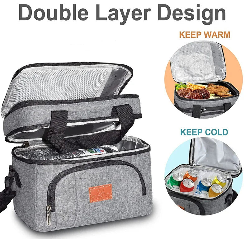 Sac isotherme, Boîte à lunch fourre-tout multifonctionnelle à double couche avec sangle, glacière, grande capacité, voyage, pique-nique