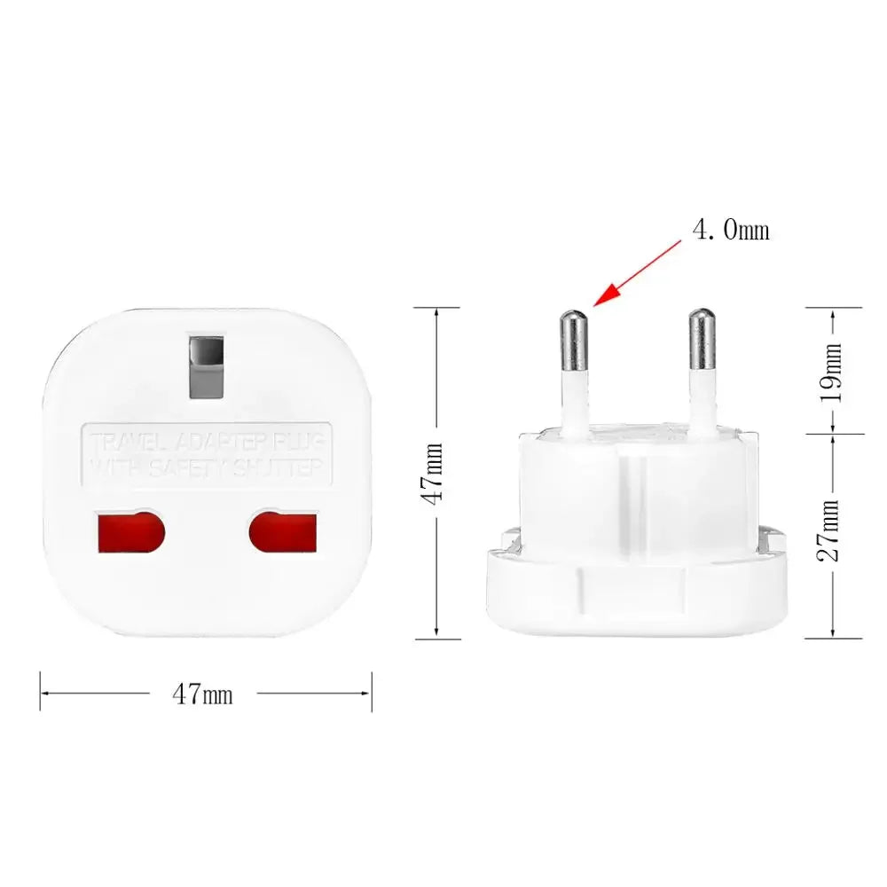Convertisseur de prise de voyage, adaptateur secteur, chargeur mural AC, adaptateur secteur, prises électriques britanniques, Royaume-Uni vers UE, 220V, 1PC