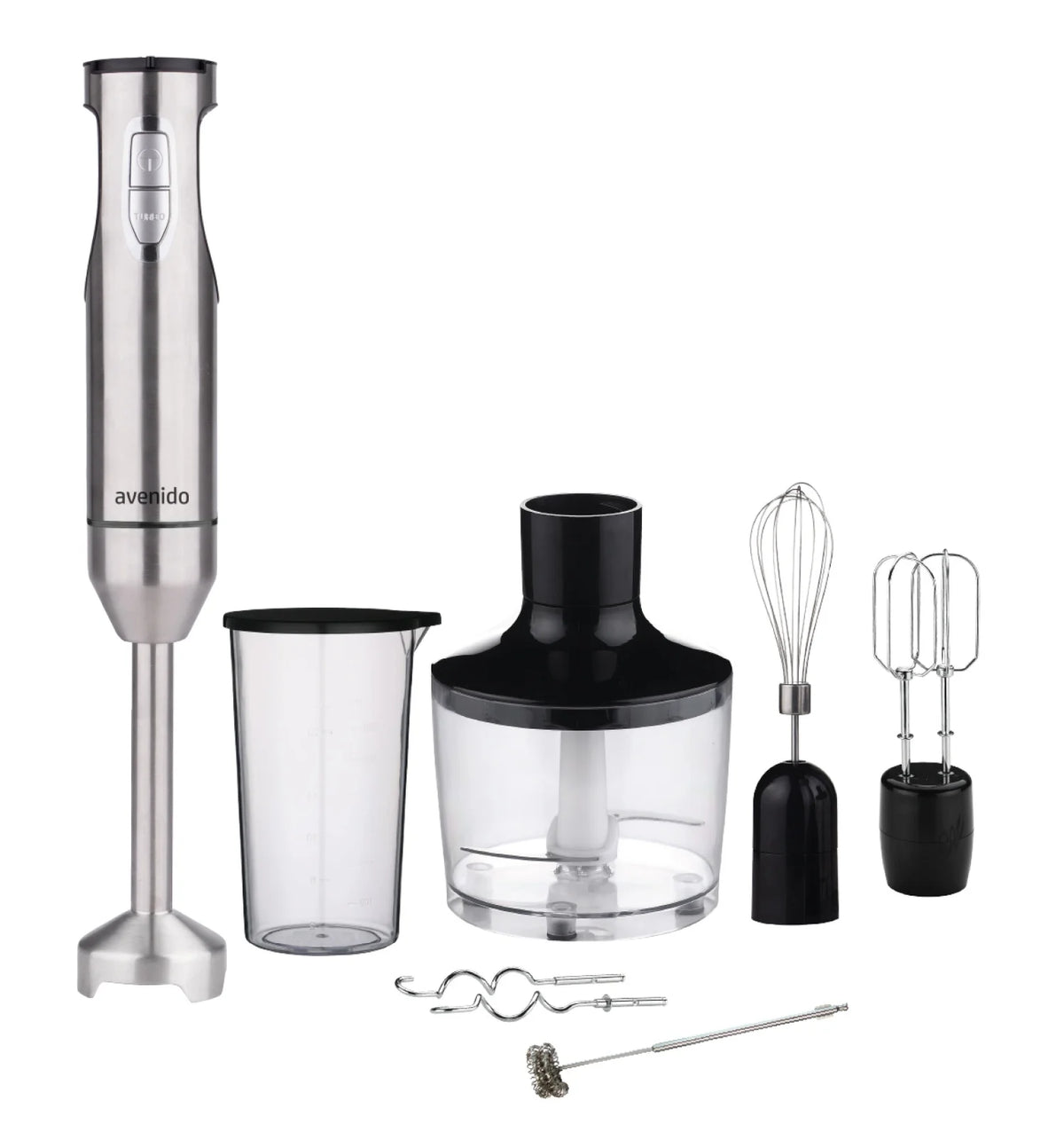 Mixeur Plongeant Multifonction 6-en-1 Avenido – 1800 W, 21 Vitesses, Mode Turbo, Hachoir 860 ml, Lames Titane