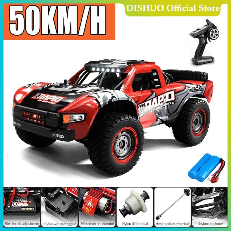Voiture Rc tout-terrain 4x4, 50 km/h ou 70 km/h, moteur sans balais à grande vitesse, Monster Truck 1/16, voitures de course dans le désert/neige, jouets pour garçons