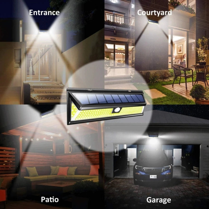 Applique Murale Solaire LED avec Détecteur de Mouvement, Éclairage d'Extérieur, 180 COB, Étanche, 3 Modes Super Lumineux, pour Jardin, Porte d'Entrée, Garage, Chemin