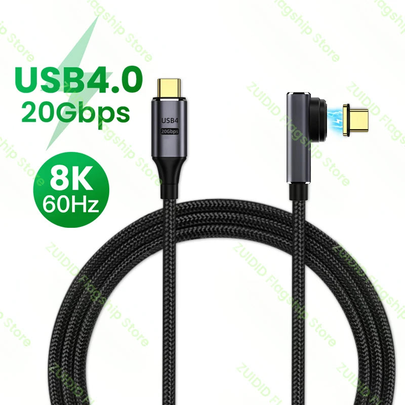 Câble magnétique USB 4.0 20Gbps PD 100W 5A, charge rapide USB Type C vers Type C 8K @ 60Hz, câble de données Thunderbolt 3 pour Macbook Pro 2m