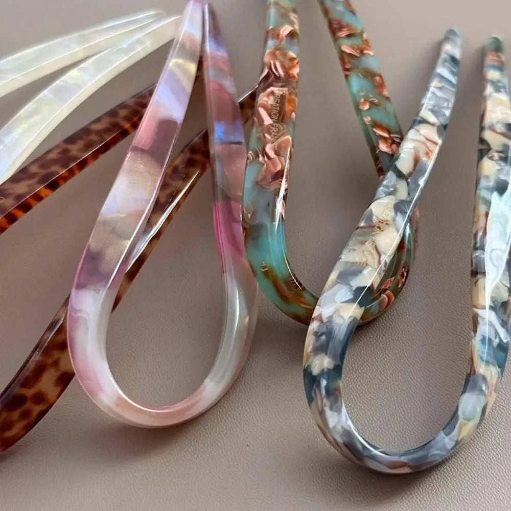 Épingle à cheveux en acétate en forme de U pour femmes et filles, outil de coiffure, design géométrique, chignon, accessoires