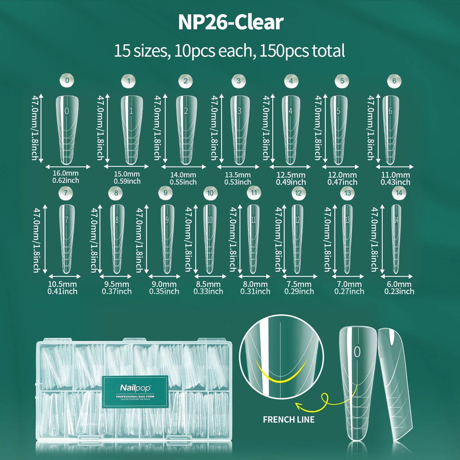 Effet Manucure Française Rapide, Réutilisables - Nailpop Formes Doubles pour Ongles 150 pièces