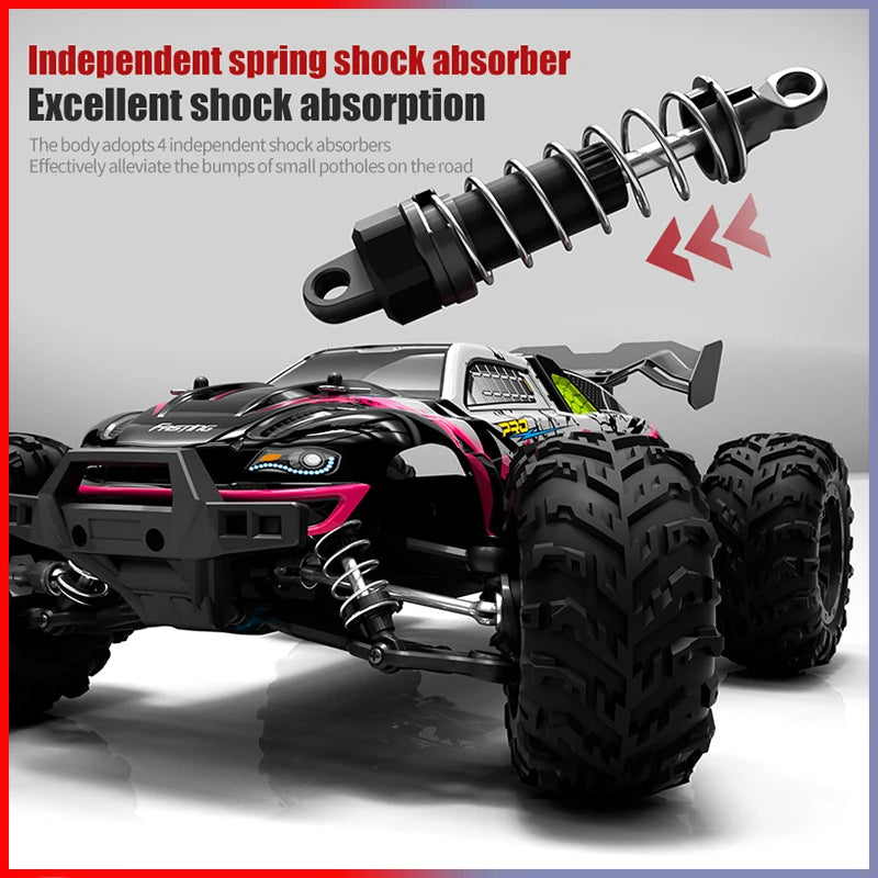 Monster Truck-Voiture tout-terrain télécommandée pour garçons, voiture 4x4, haute vitesse, 75km, h, lumière de LED, sans balais, versi1/16, RC