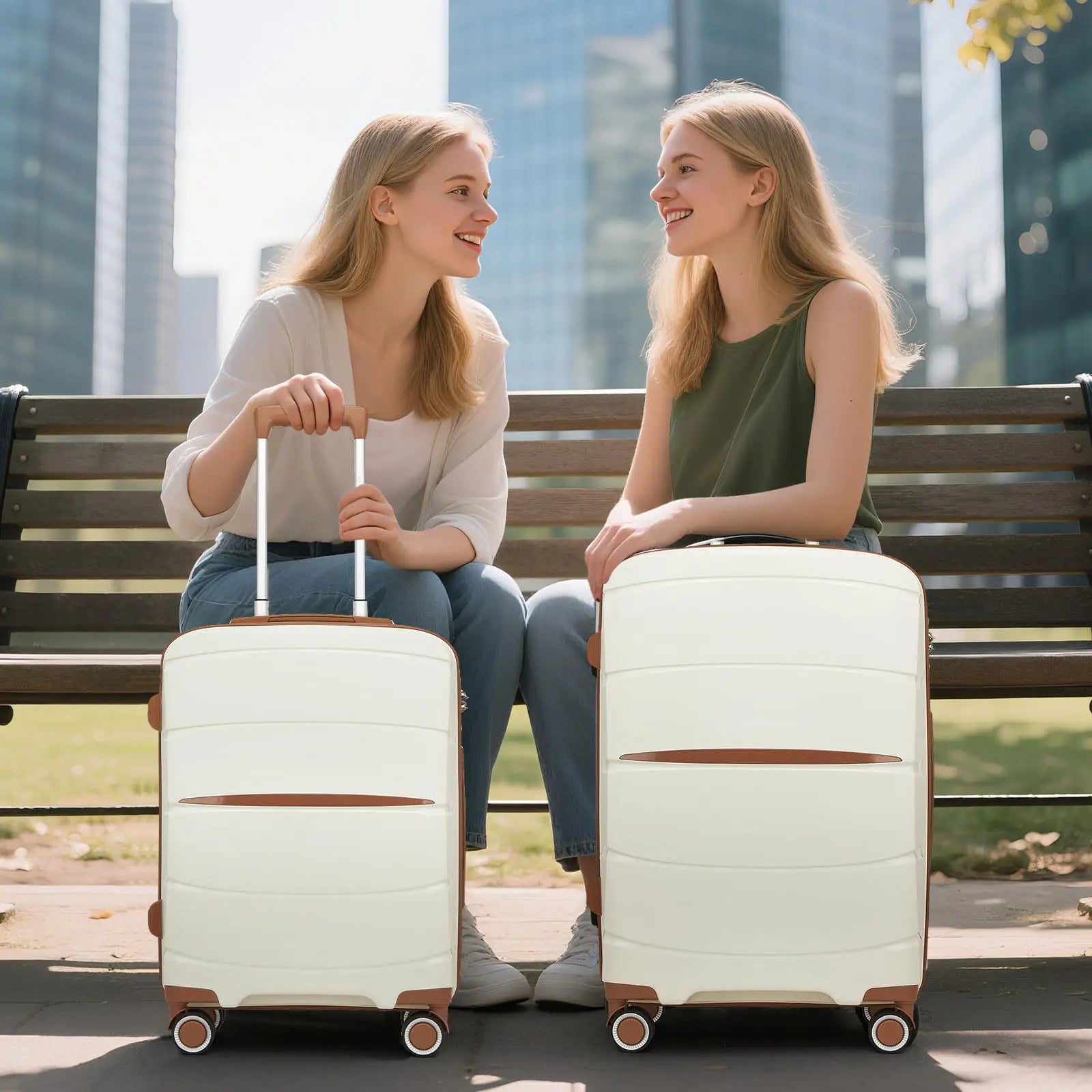 Valise cabine légère en polypropylène S/M/L KONO – 4 roues spinner, chariot rigide avec serrure TSA
