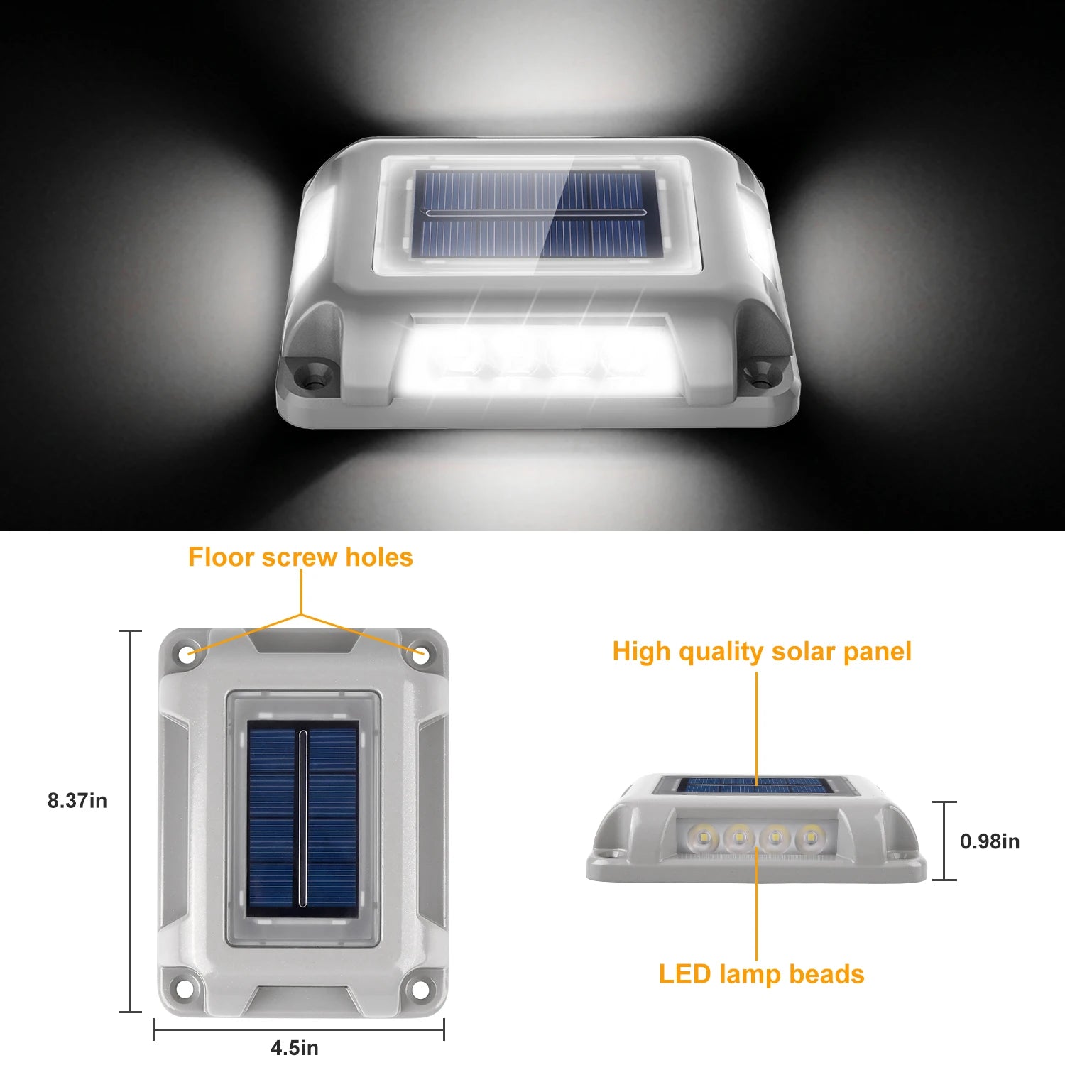 Lampe LED Solaire IP65 T-SUNRISE TS-G7006 – Éclairage décoratif extérieur, aluminium, 8 unités